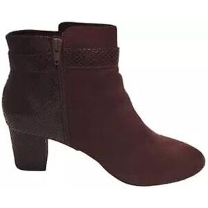 Karen Scott IVYY Women's Red Snakeskin Leather Side Zip Biker Ankle Bootie 8M